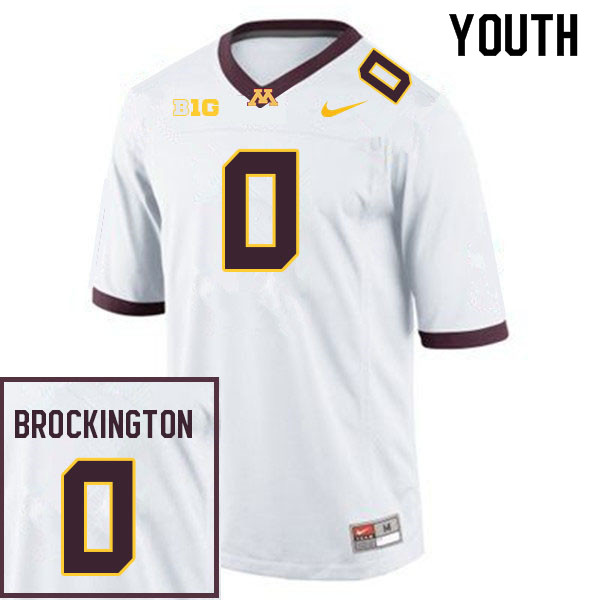 Youth #0 Lemeke Brockington Minnesota Golden Gophers College Football Jerseys Sale-White